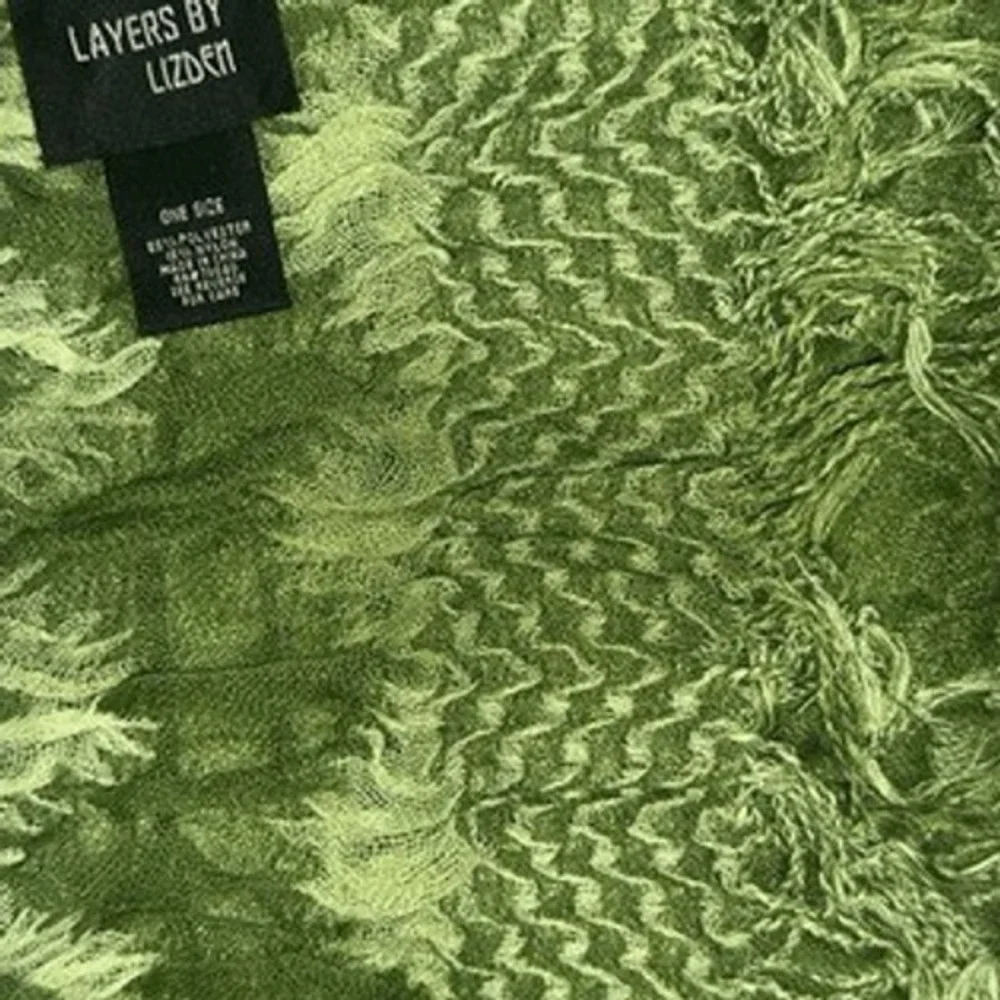 Layers by Lizden Womens One Size Green Multi Textured‎ Chevron Scarf with Fringe